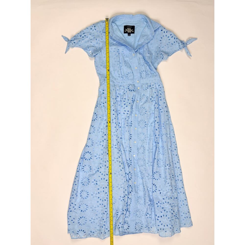 J.Crew Re-Imagined Blue Eyelet Midi Maxi Dress Button Front Cottagecore Coastal - Picture 10 of 16